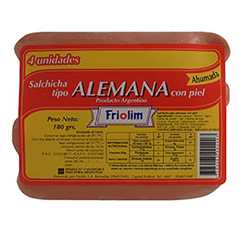FRIOLIM SALCHICHA T/ALEMANA CORTA X4U