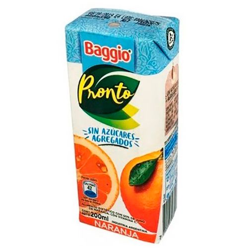 BAGGIO JUGO NARANJA S/AZUC X200ML
