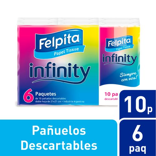 FELPITA INFINITY PAÑUELOS 6 PAQ X10U