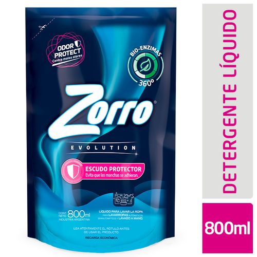 ZORRO DETERG.LIQ EVOL ESCUDO D/P X800ML